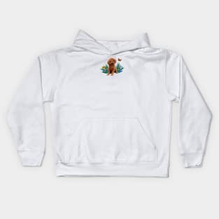 An Apricot Poodle and Butterfly Kids Hoodie